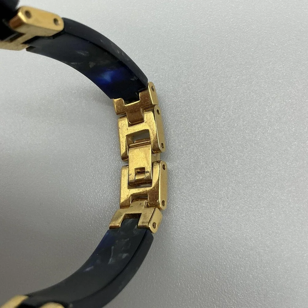 Lucida Womens Watch 21mm MOP Dial Gold Tone Blue Bracelet New Battery 6.5